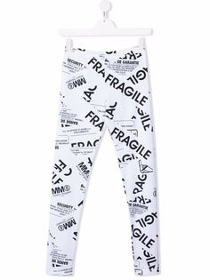 MM6 Maison Margiela Kids легинсы Fragile с принтом
