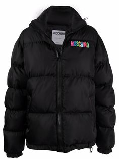 Moschino стеганый пуховик с логотипом