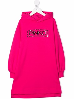 Pinko Kids платье с капюшоном и логотипом