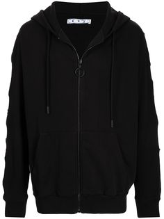 Off-White худи на молнии с нашивками