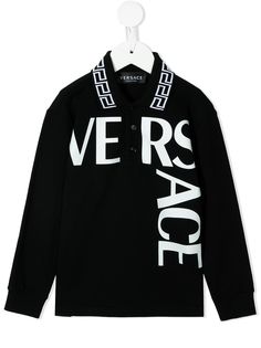 Versace Kids рубашка поло с длинными рукавами и логотипом