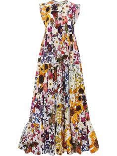 Oscar de la Renta расклешенное платье макси с цветочным принтом