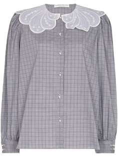 Alessandra Rich клетчатая блузка с вышивкой