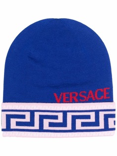 Versace шерстяная шапка бини с узором Greca