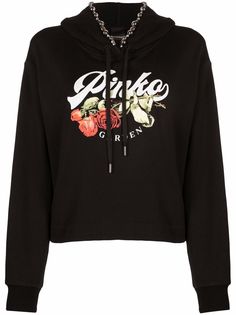 PINKO худи с кулиской и графичным принтом