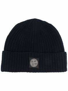 Stone Island logo-patch knitted beanie