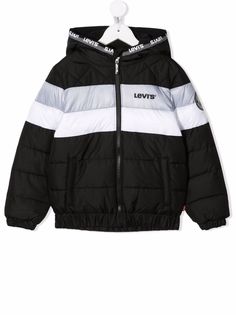 Levis Kids пуховик в стиле колор-блок с капюшоном