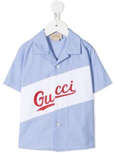 Gucci Kids рубашка с полоской и логотипом