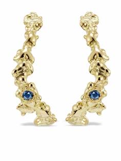 Clio Saskia серьги-кольца Seaweed из желтого золота с сапфирами