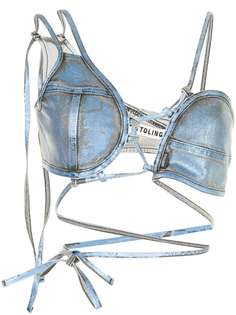 Ottolinger laced denim bralette top