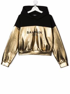 Balmain Kids худи в стиле колор-блок с логотипом