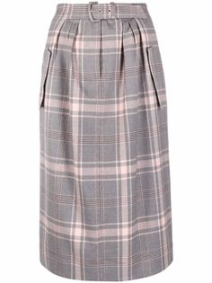Alberta Ferretti клетчатая юбка миди из шерсти