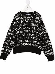 MSGM Kids джемпер вязки интарсия с логотипом