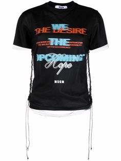 MSGM топ с графичным принтом и тюлем