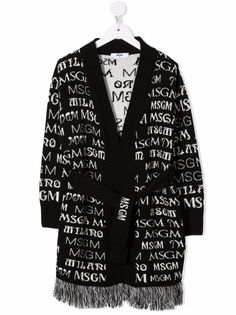 MSGM Kids кардиган вязки интарсия с бахромой