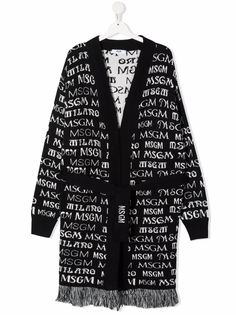 MSGM Kids кардиган с логотипом и бахромой
