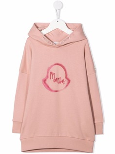 Moncler Enfant платье с капюшоном и логотипом