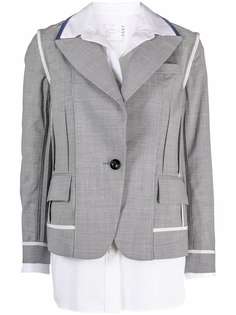 sacai однобортный пиджак с контрастной вставкой