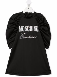 Moschino Kids платье с объемными рукавами и логотипом Couture