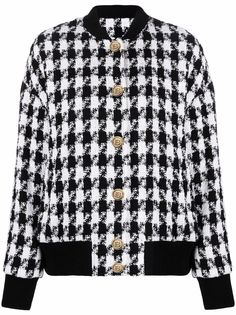Balmain твидовый бомбер в ломаную клетку
