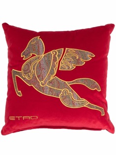 ETRO HOME бархатная подушка с вышивкой Pegaso