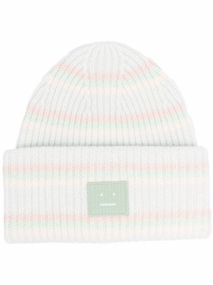 Acne Studios шерстяная шапка бини в полоску с нашивкой-логотипом