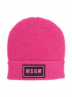 MSGM Kids шапка бини с вышитым логотипом
