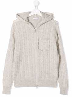 Brunello Cucinelli Kids вязаный кардиган с капюшоном