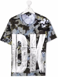 Dkny Kids футболка с логотипом и эффектом металлик