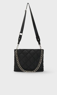 Stradivarius Сумка Из Текстиля С Плечевым Ремнем И Цепочкой Черный 103