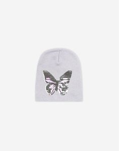 Сиреневая шапка-бини с бабочкой для девочки Gloria Jeans