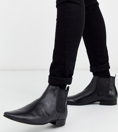 Черные кожаные ботинки челси для широкой стопы Kurt Geiger-Черный
