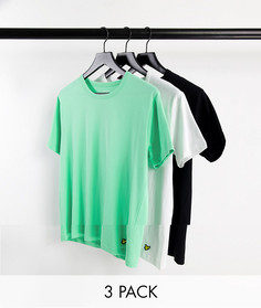 Набор из 3 футболок с круглым вырезом черного, белого и зеленого цвета Lyle & Scott Bodywear-Многоцветный