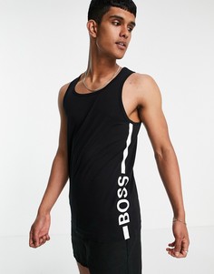 Черная майка с вертикальным логотипом BOSS Beachwear-Черный цвет
