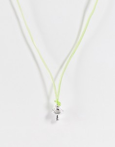 Ожерелье из гибкого пластика ярко-зеленого цвета с серебристой подвеской в виде гриба ASOS DESIGN-Серебряный