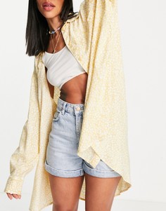 Желтая рубашка с цветочным принтом (от комплекта) Monki Lindy-Желтый