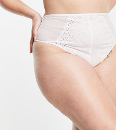 Белые трусики с завышенной талией и вышивкой ришелье ASOS DESIGN Curve Maria-Белый