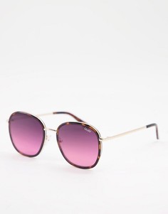 Женские розовые солнцезащитные очки в круглой оправе Quay Jezabell Inlay-Розовый цвет