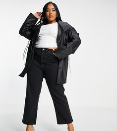 Черная куртка из искусственной кожи в винтажном стиле с поясом ASOS DESIGN Curve-Черный цвет