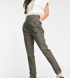Узкие брюки-галифе с завышенной талией из льна цвета хаки ASOS DESIGN Tall-Зеленый цвет