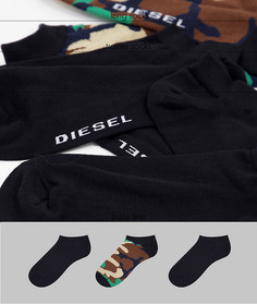 Набор из 3 пар носков черного цвета и с камуфляжным принтом Diesel-Разноцветный