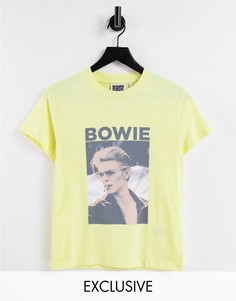 Зауженная футболка в стиле унисекс с изображением Боуи Reclaimed Vintage Inspired-Желтый