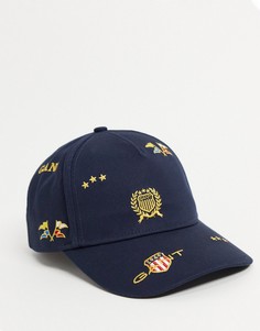 Темно-синяя кепка со сплошным принтом логотипа Gant-Темно-синий