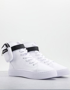 Белые высокие кроссовки с карманом ASOS DESIGN Dexie-Белый