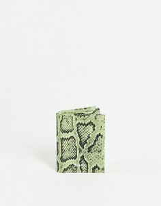 Зеленый бумажник из искусственной змеиной кожи Monki Britta-Зеленый цвет
