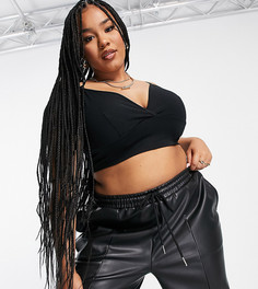 Черный бралетт с запахом ASOS DESIGN Curve-Черный цвет