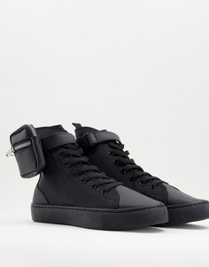 Черные высокие кроссовки с карманом ASOS DESIGN Dexie-Черный цвет