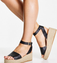 Черные эспадрильи на плоской платформе New Look Wide Fit-Черный цвет