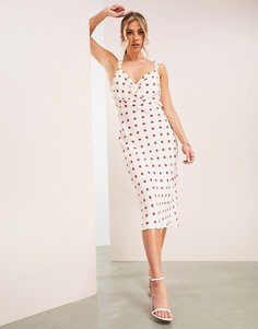Платье миди в горошек с завязкой на спинке и хомутом ASOS LUXE-Многоцветный