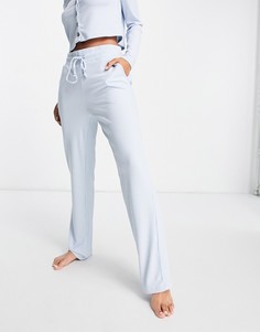 Голубые пижамные брюки в рубчик от комплекта Vero Moda-Голубой